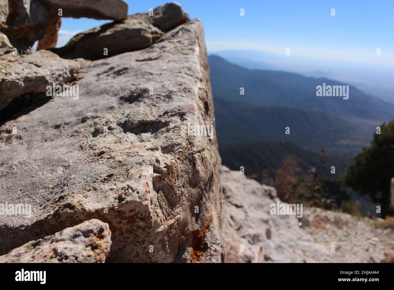 Rock Formation on the top of Sandia Mountains Stock Photo