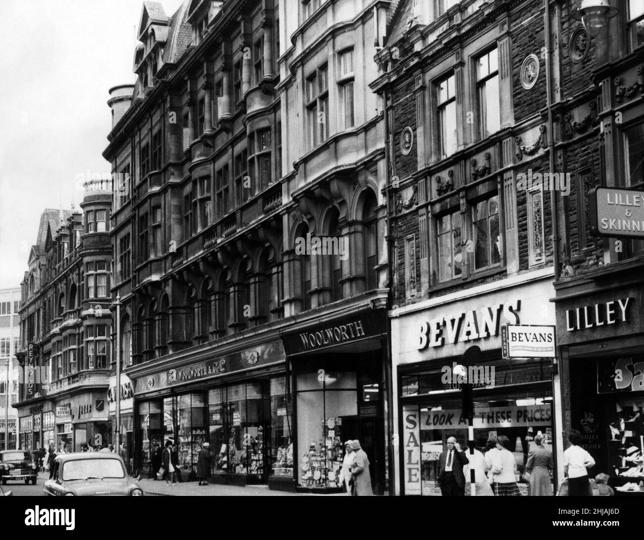 Shopping street newport gwent wales Black and White Stock Photos