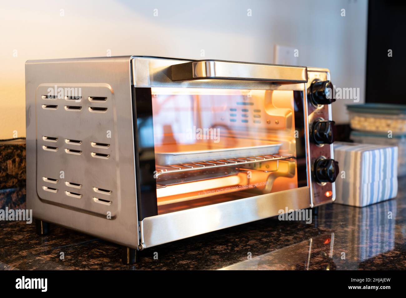 Stainless steel toaster oven in the kitchen countertop Stock Photo Alamy