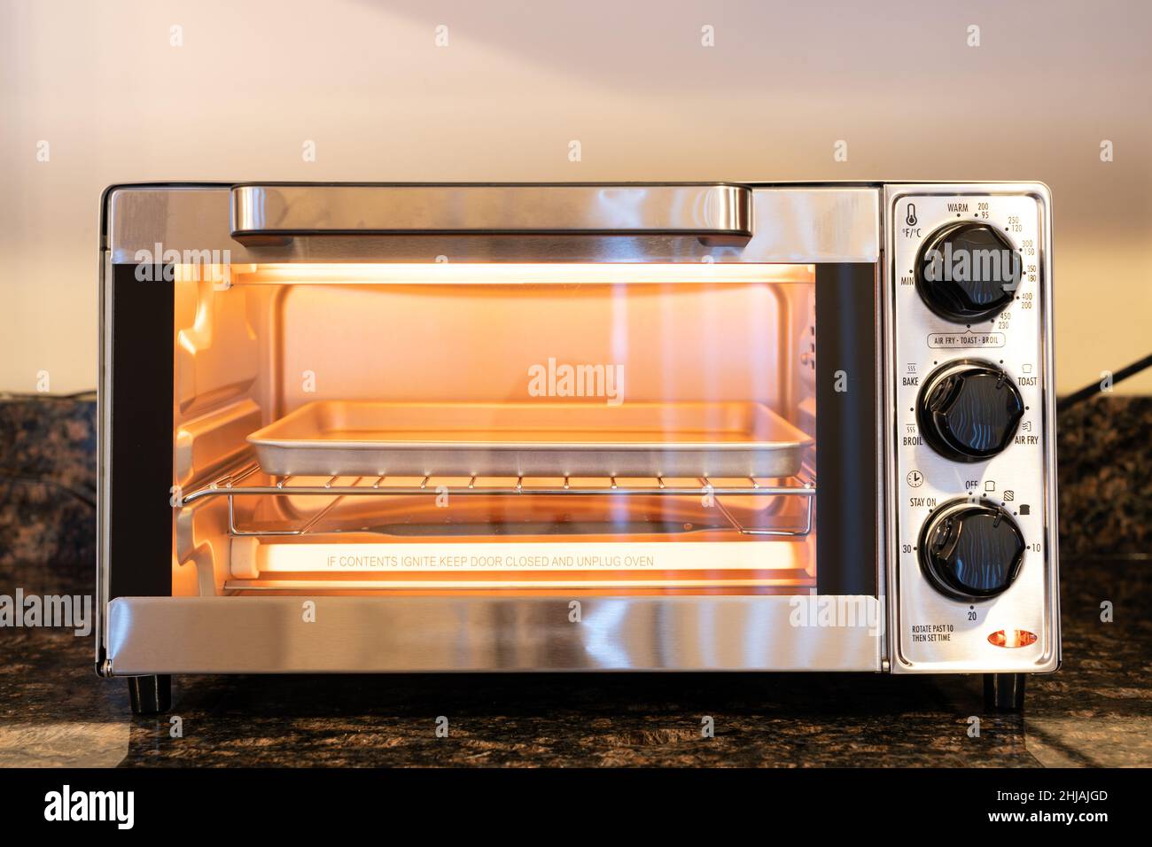 Stainless steel toaster oven in the kitchen countertop Stock Photo Alamy