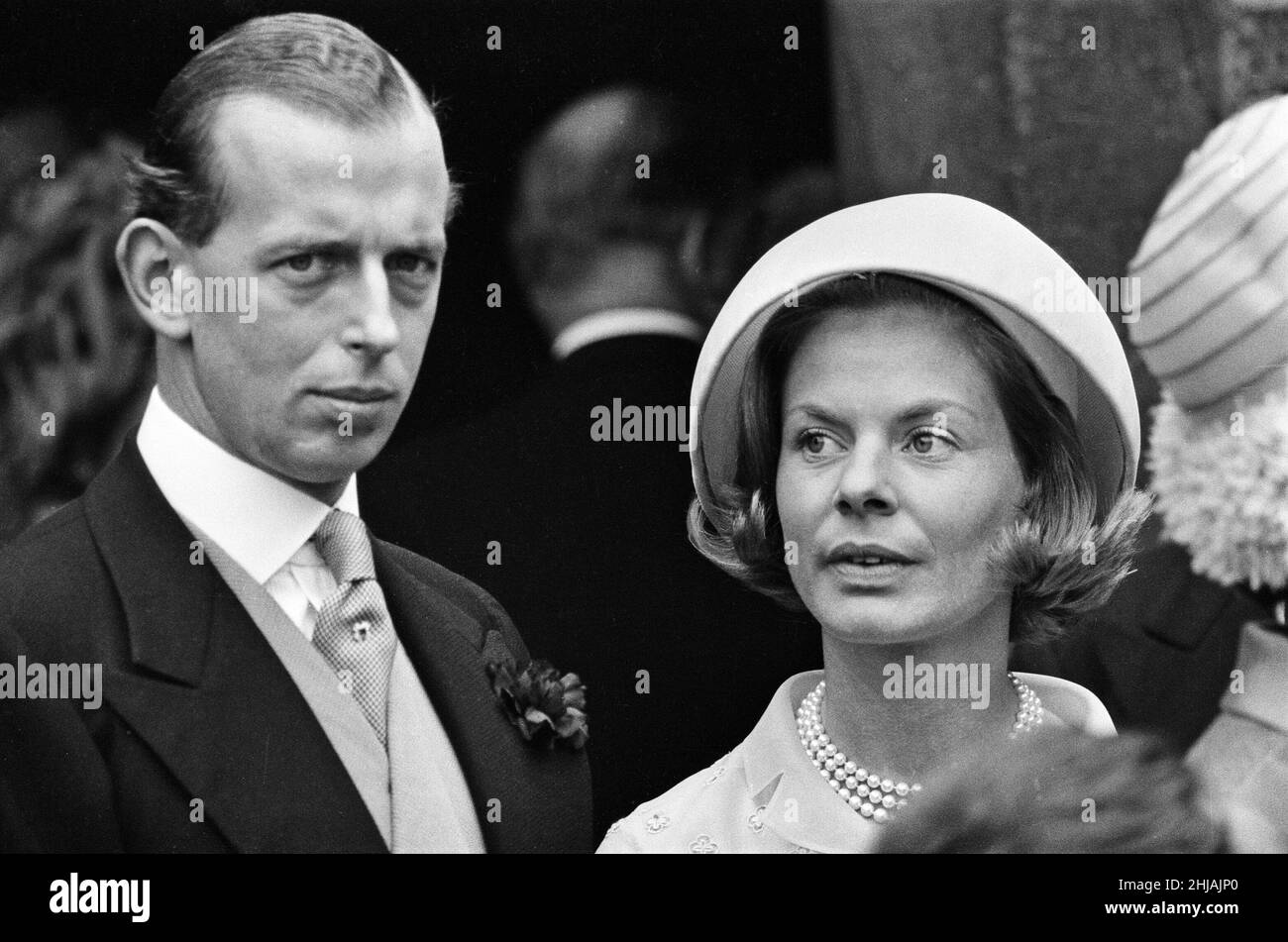 The wedding of Princess Alexandra of Kent and Angus Ogilvy at Westminster Abbey. Pictured are guests the Duke and Duchess of Kent. 24th April 1963. Stock Photo