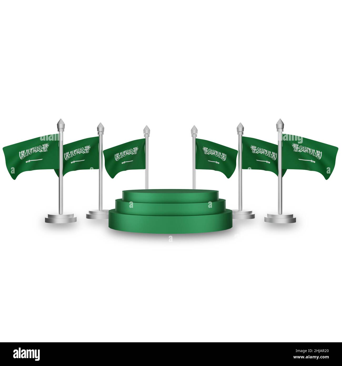 3d rendering of podium with saudi arabia national day concept Stock Photo