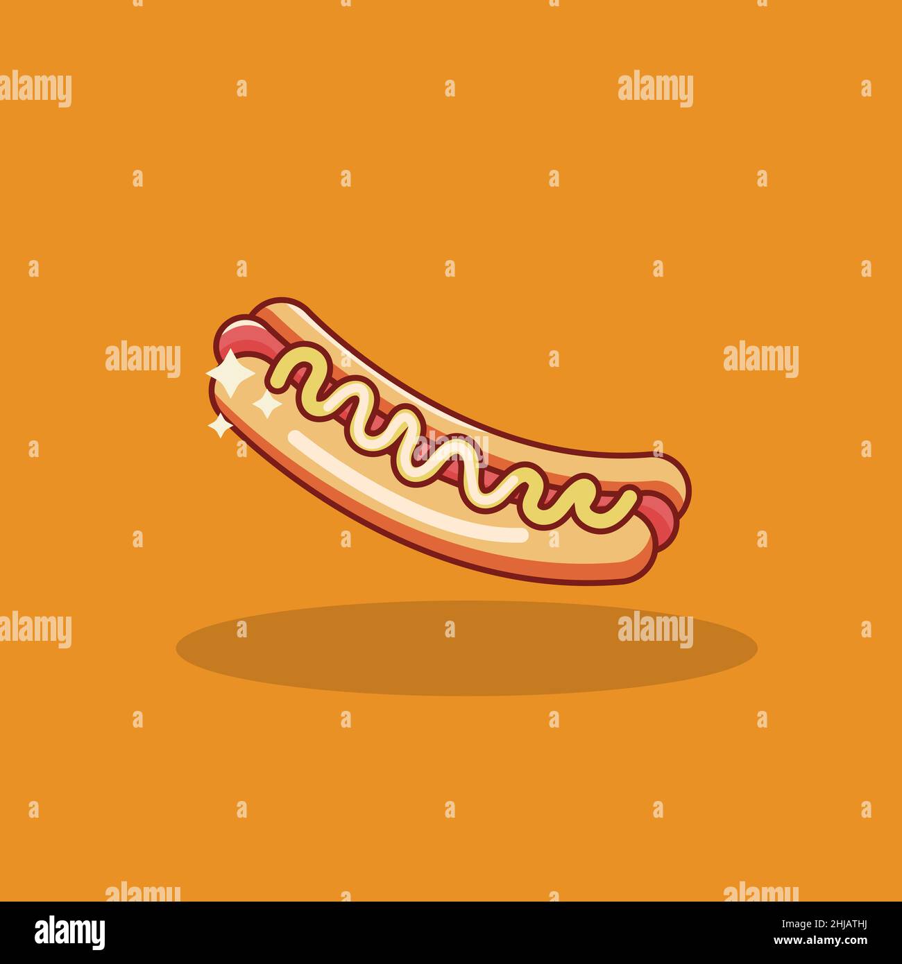 Vector illustration of fast food hot dog. Isolated on flat design on white background. flat design Stock Vector