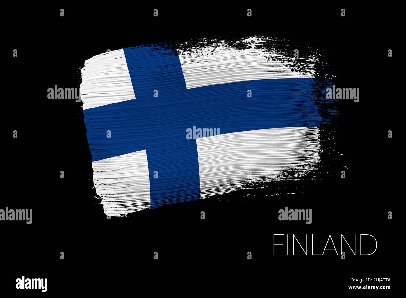 Grunge brush stroke with Finland national flag. Watercolor painting ...