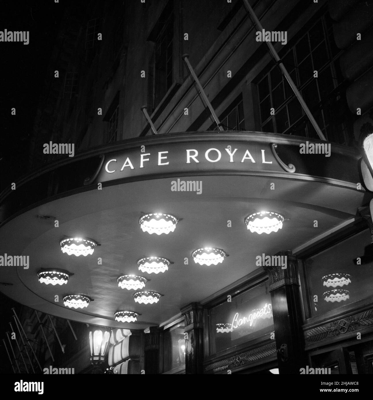 Exterior shot of The Cafe Royal at night.24th June 1963 Stock Photo Alamy