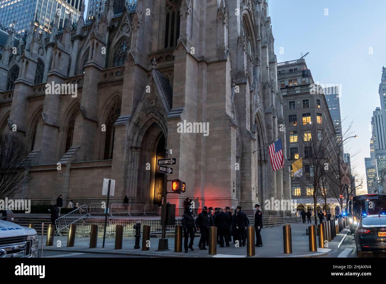 New York, United States. 27th Jan, 2022. NYPD Police Officers gather in