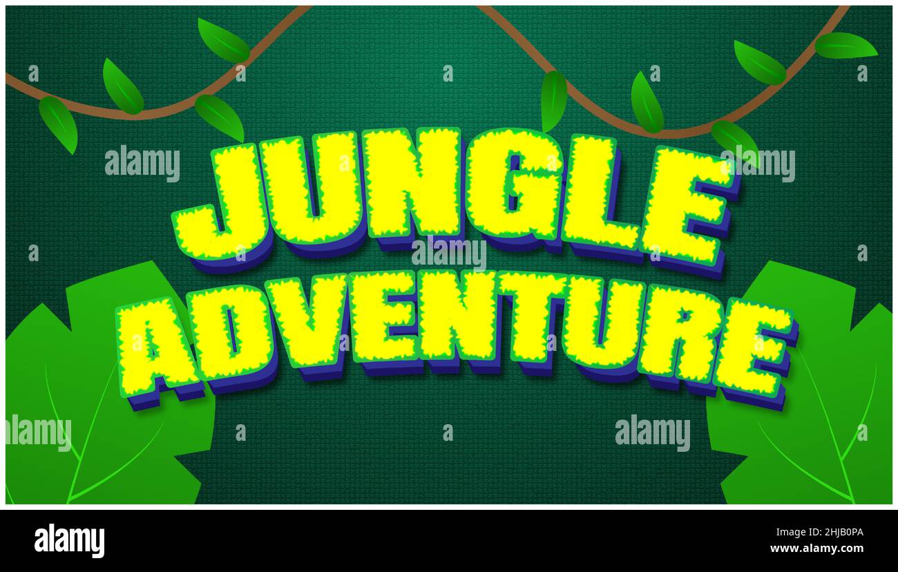 Editable text effects jungle adventure , words and font can be changed Stock Vector