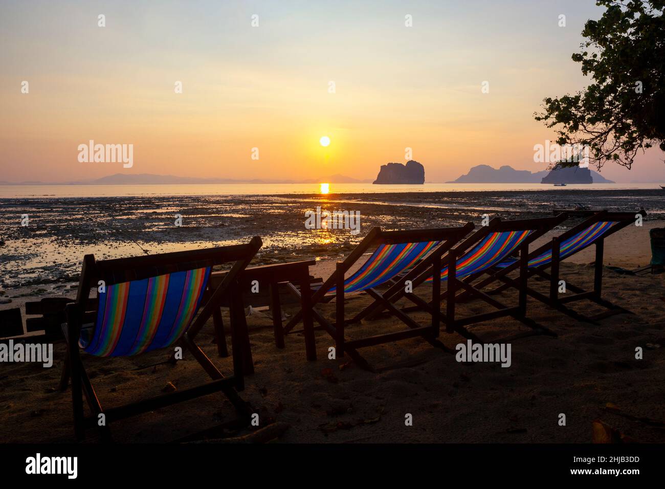 Light before sunrise at Koh(island) Ngai,Trang Province,Thailand. Stock Photo