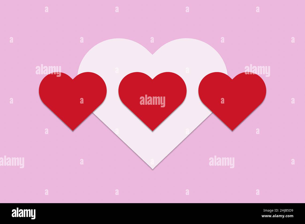Hearts illustration on pink background. Stock Photo