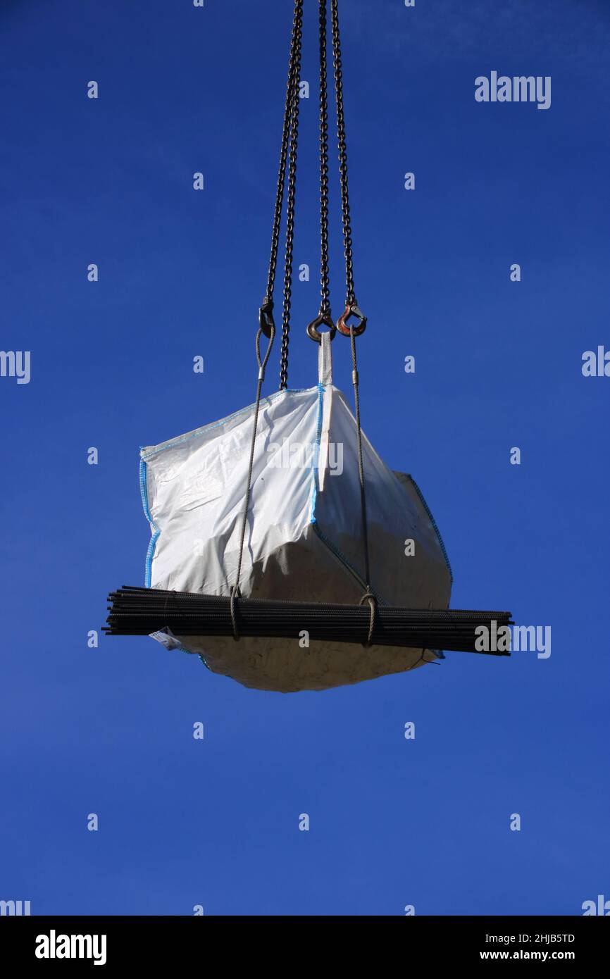 Delivery of building materials to a construction site Stock Photo