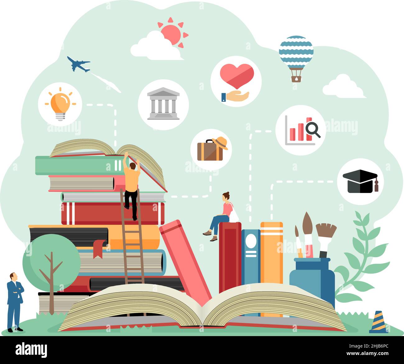 Vector Illustration with reading as a motif (education, knowledge, etc ...