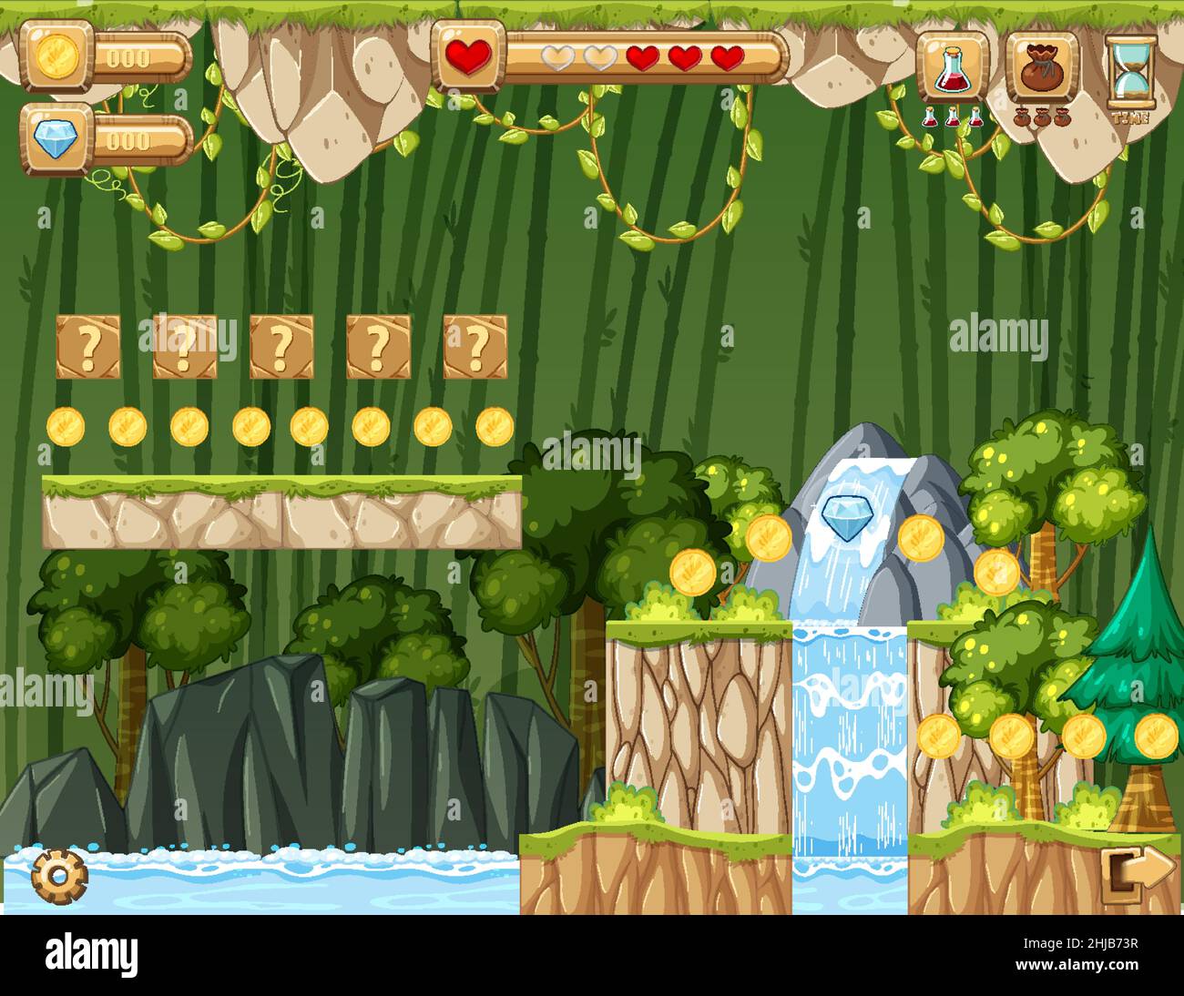 A Game Template Jungle Scene illustration Stock Vector Image & Art - Alamy