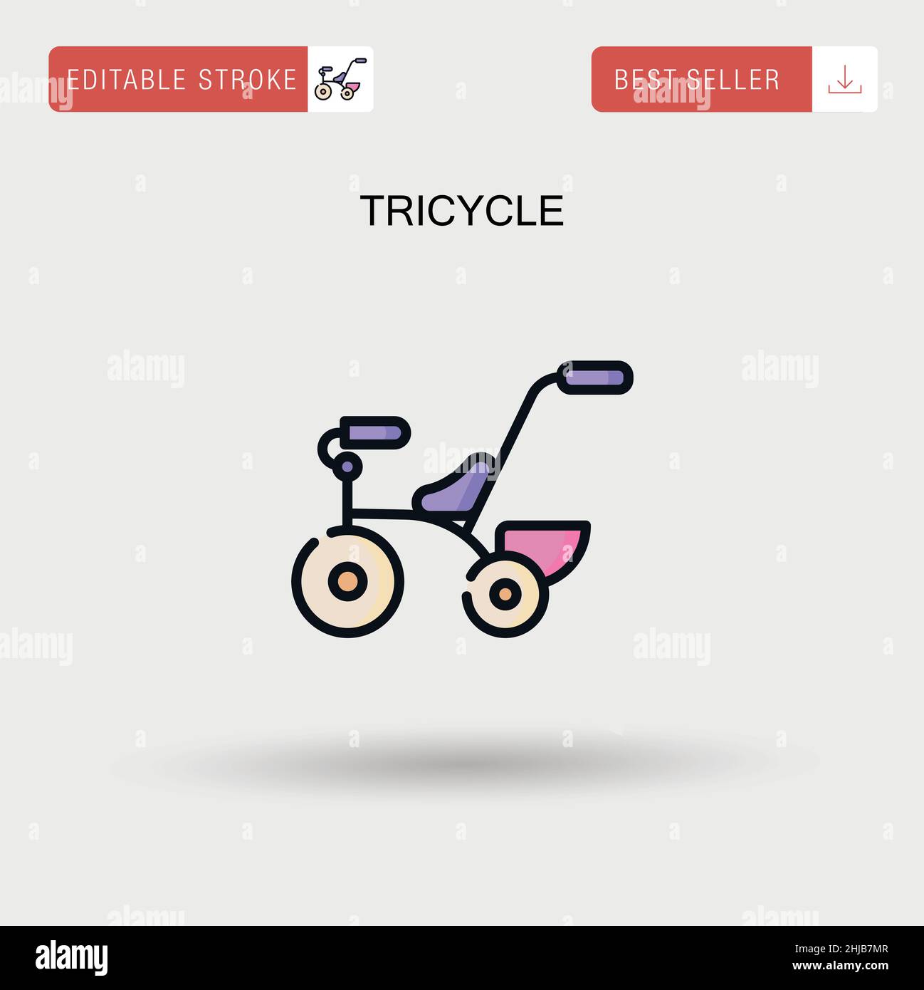 Tricycle Simple vector icon. Stock Vector