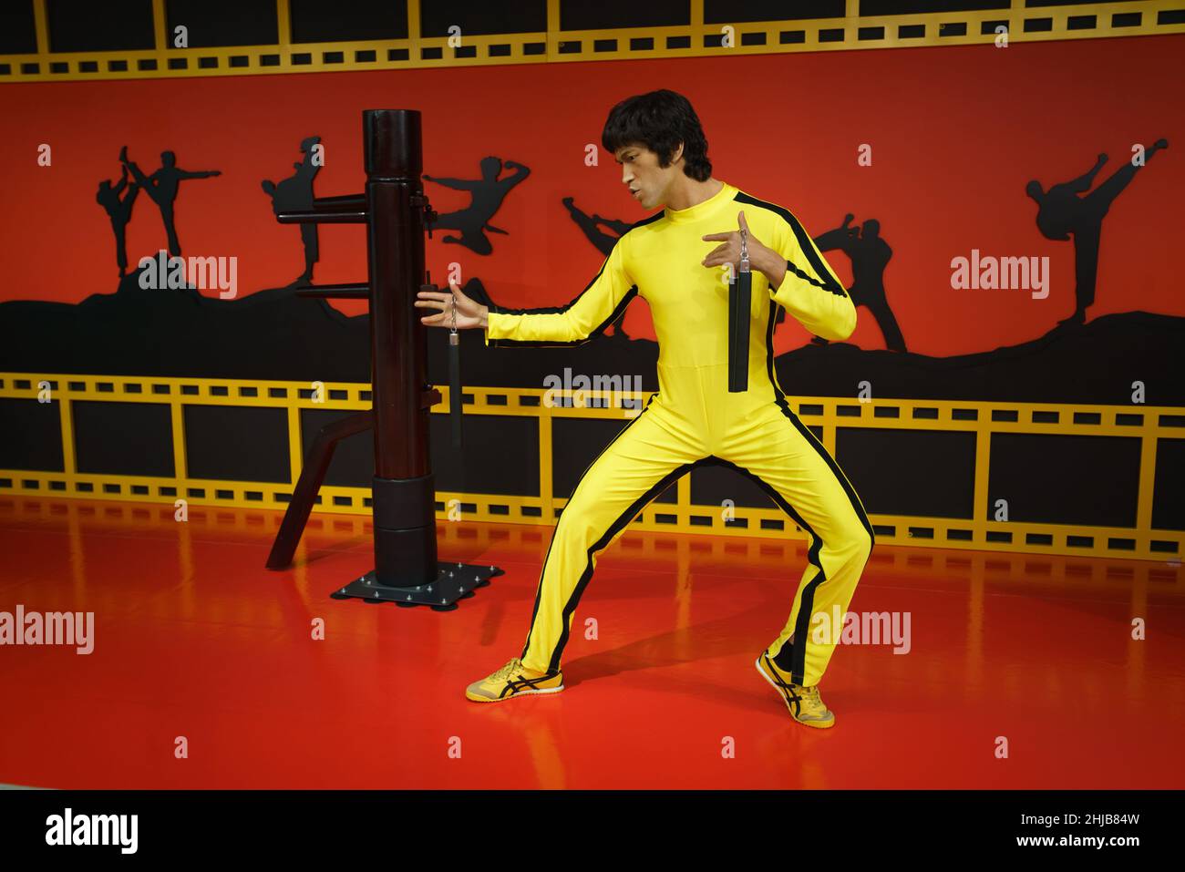 Sochi, Russia 11 October 2021: Bruce Lee at the Madame Tussauds museum in Sochi. Russia's first  museum of wax figures of world celebrities Stock Photo