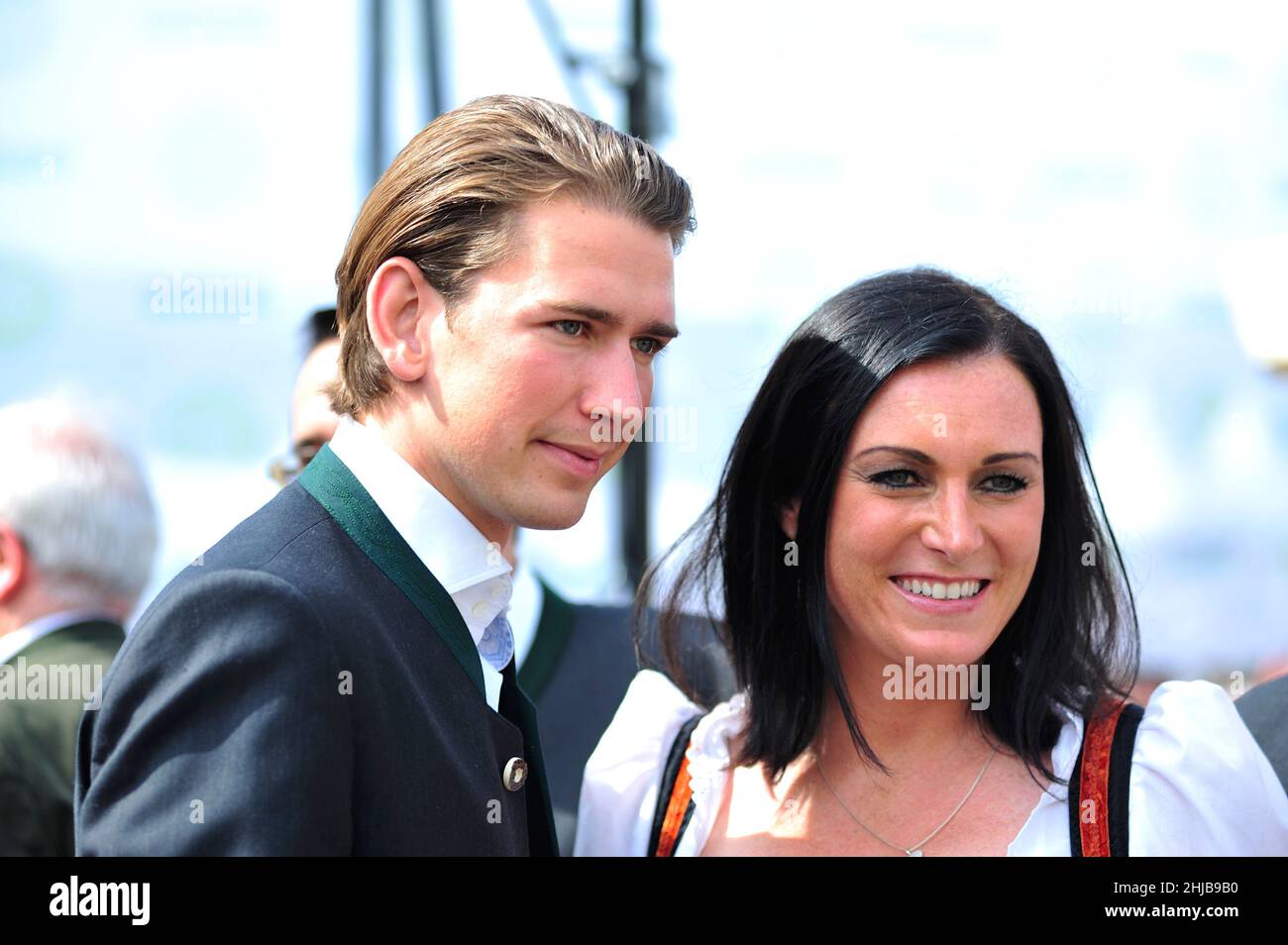 Vienna, Austria. September 07, 2014. Harvest Festival 2014 in Vienna at Heroes Square. Sebastian Kurz (L) Foreign Minister from 2013-2017 and Elisabeth Köstinger (R) European Parliament from 2009-2017 Stock Photo