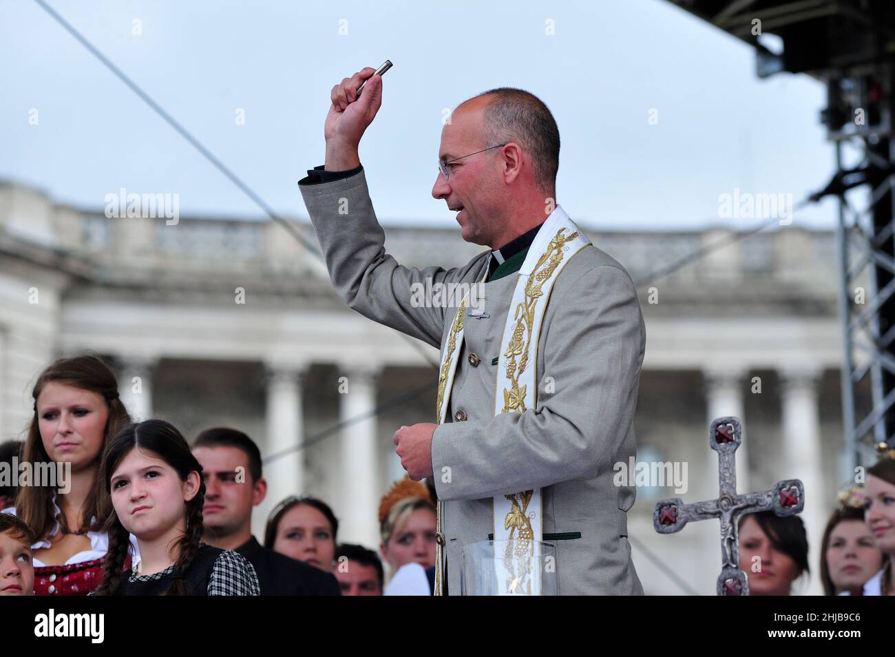 Vienna, Austria. September 07, 2014. Harvest Festival 2014 in Vienna at Heroes Square. Anton Faber canon and parish priest of St. Stephen's Cathedral in Vienna Stock Photo