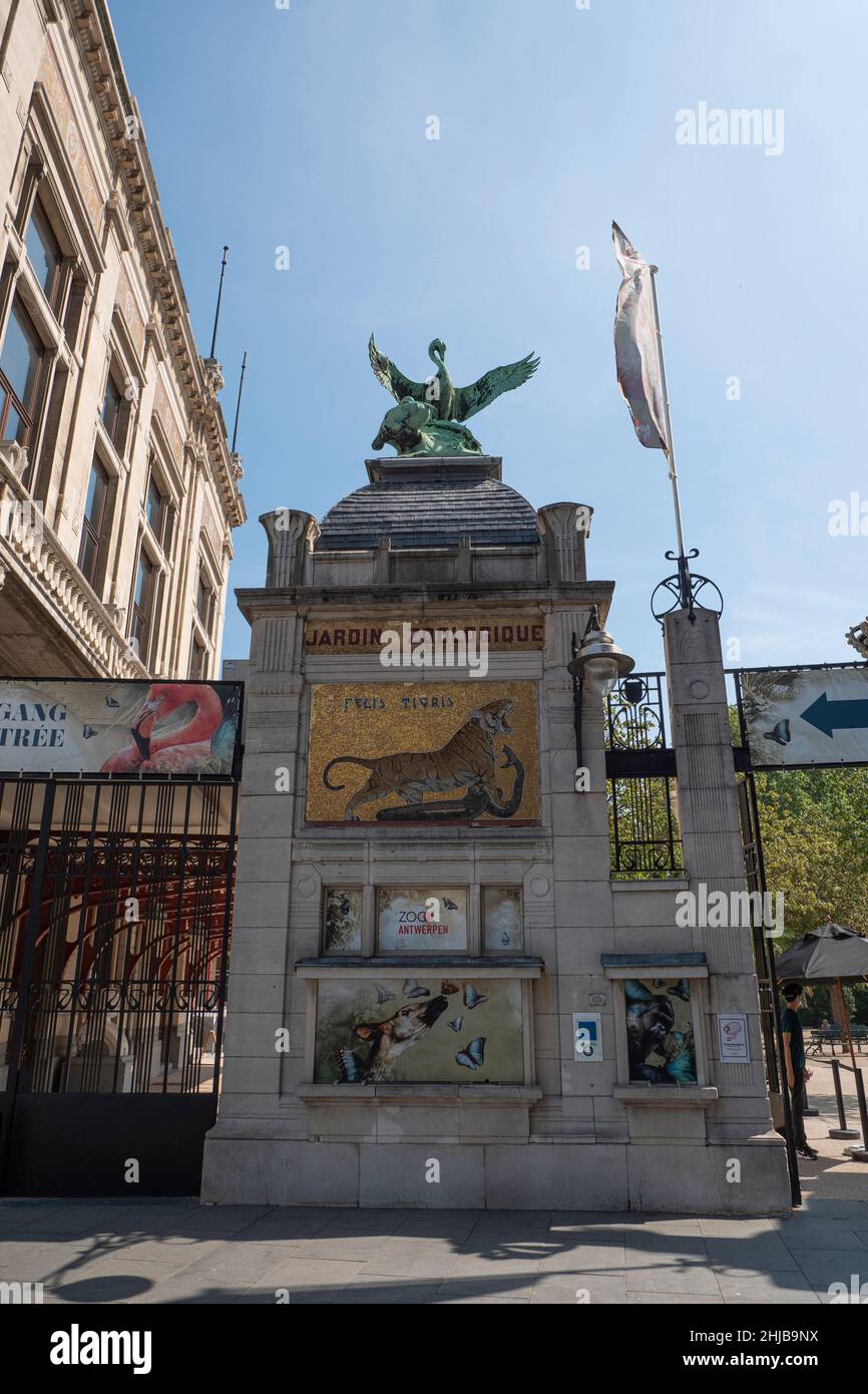 Antwerp, Belgium, August 16, 2020, The entrance to Antwerp Zoo in Belgium Stock Photo