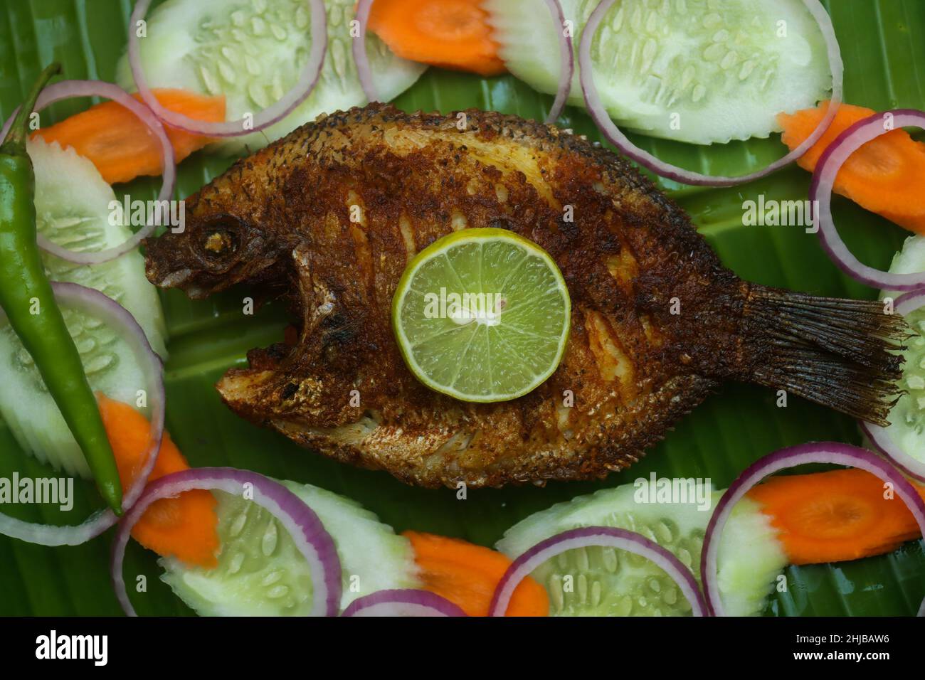 Karimeen fry kerala fish fry Stock Photo