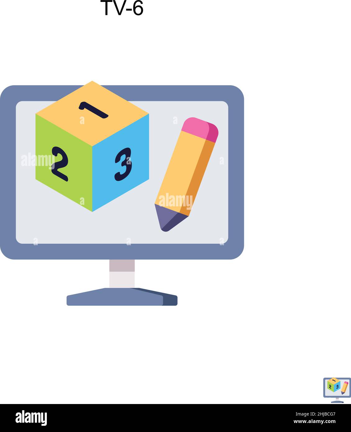 Tv-6 Simple vector icon. Illustration symbol design template for web mobile UI element. Stock Vector