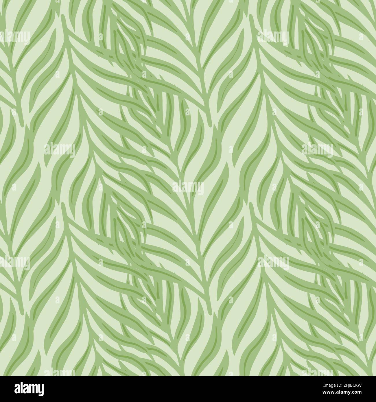 Botany seamless pattern with exotic fern leaf hand drawn ornament. Grey ...