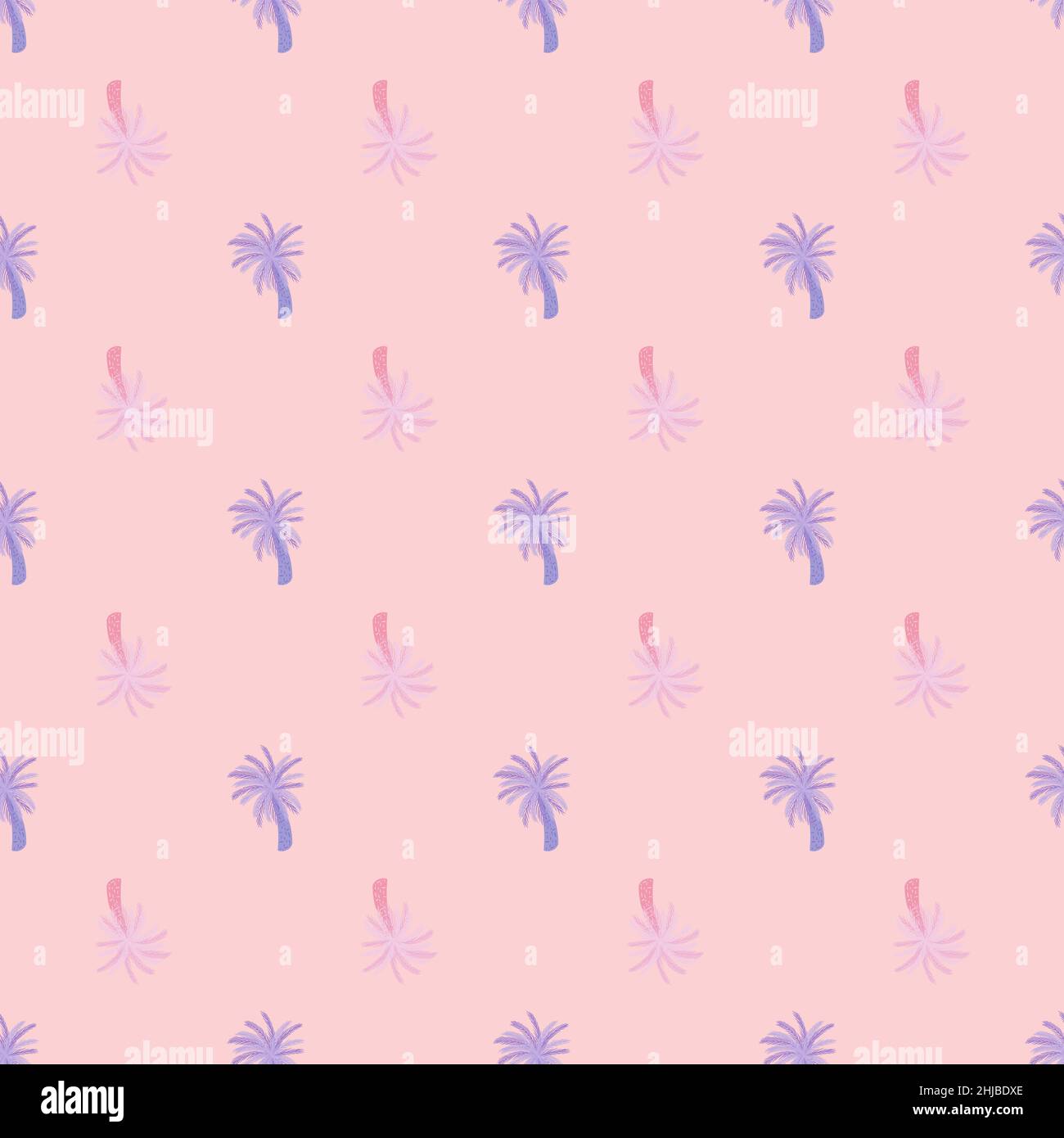 Decorative seamless pattern with purple pastel palm tree sute silhouettes. Light pink background. Flat vector print for textile, fabric, giftwrap, wal Stock Vector