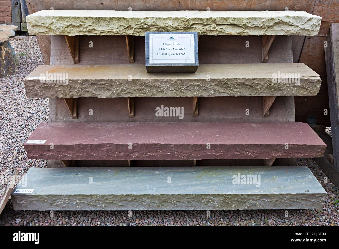 Stone lintels on sale in different colours, UK Stock Photo - Alamy