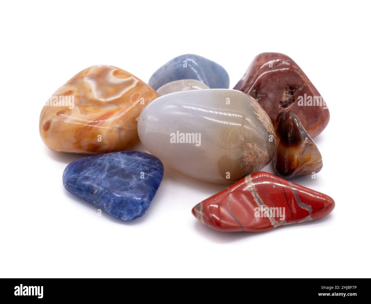 Various gemstone isolated on white background Stock Photo