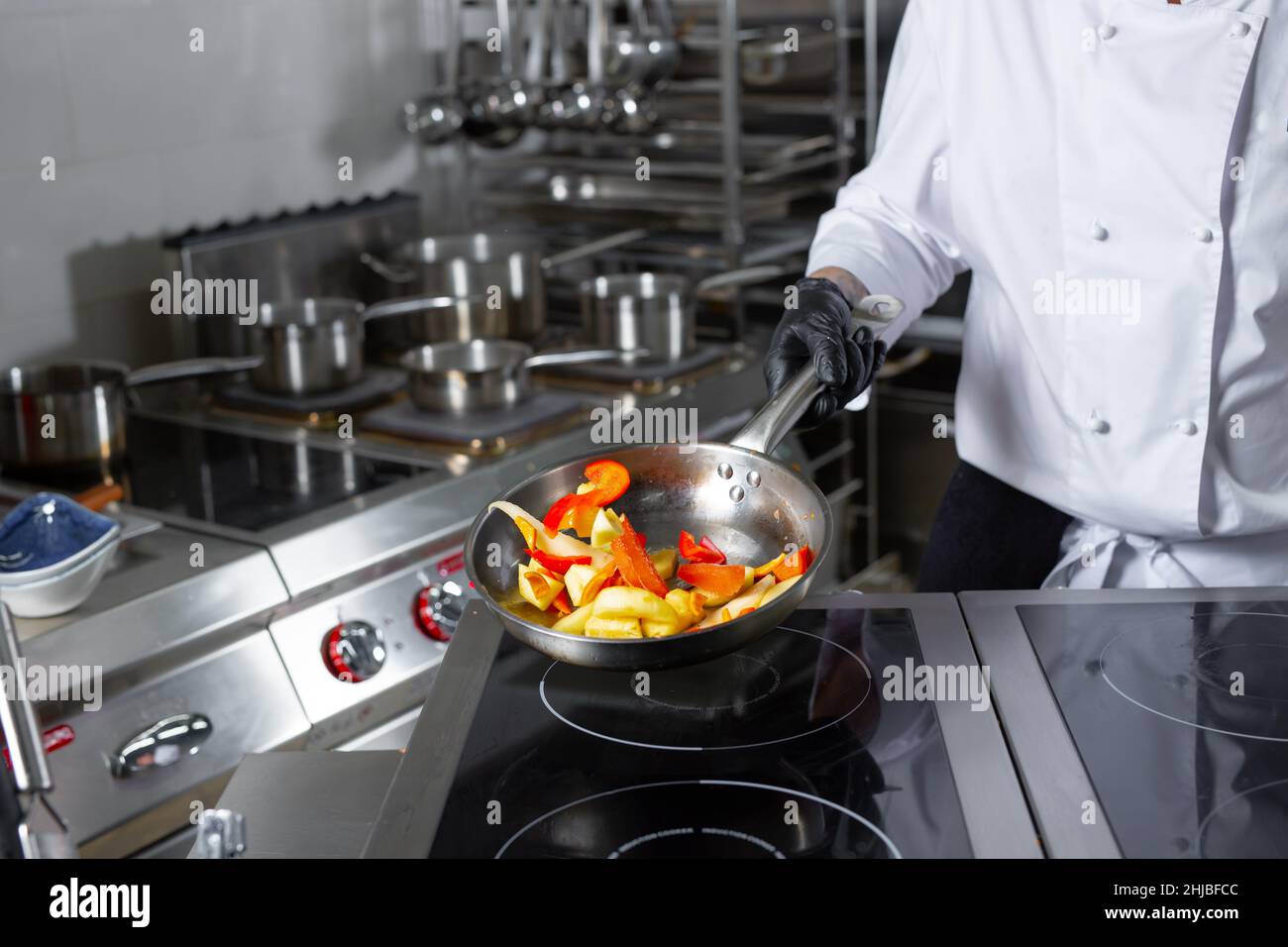 chef preparing ludo in an elite restaurant Stock Photo