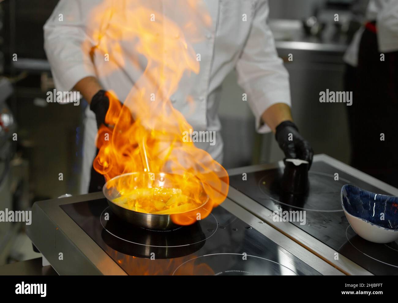 chef preparing ludo in an elite restaurant Stock Photo