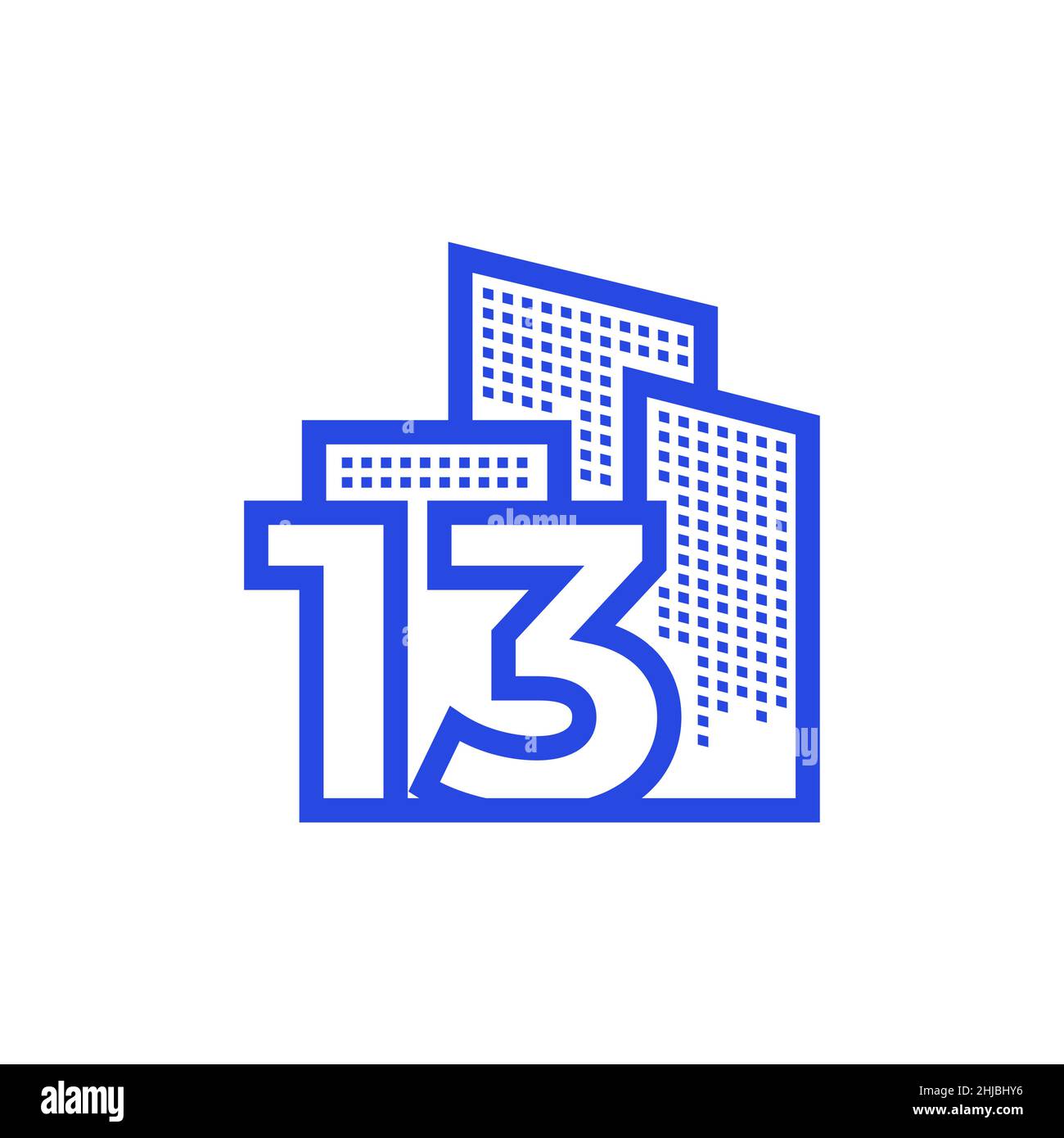 number 13 with apartment logo design vector graphic symbol icon illustration creative idea Stock Vector