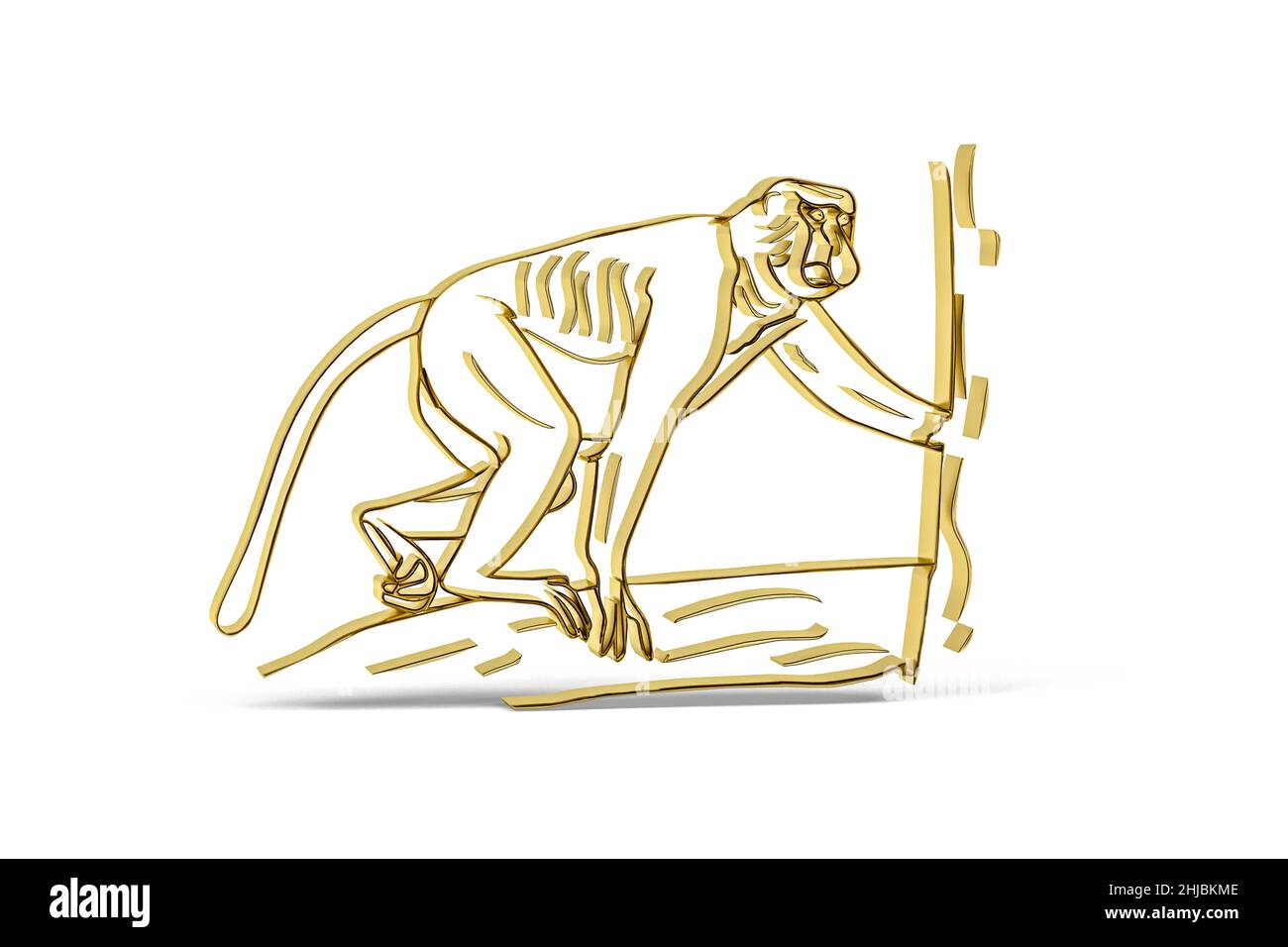 Golden 3d proboscis monkey icon isolated on white background - 3d ...