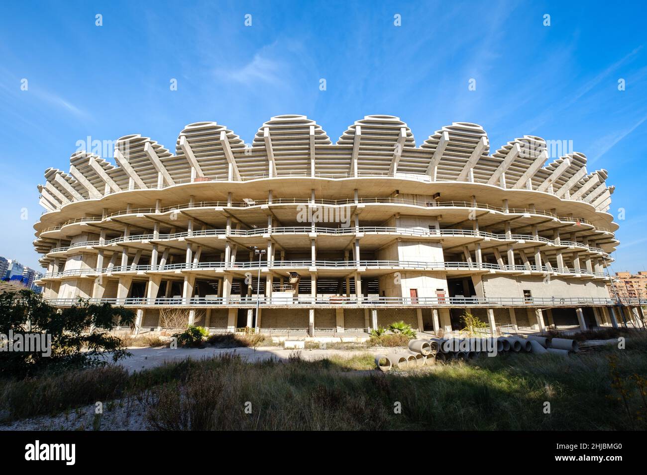 Valencia, Spain; 13th January 2020: Nuevo Mestalla, Valencia C.F.'s new stadium, still under construction. Work paralyzed since 2009. Stock Photo