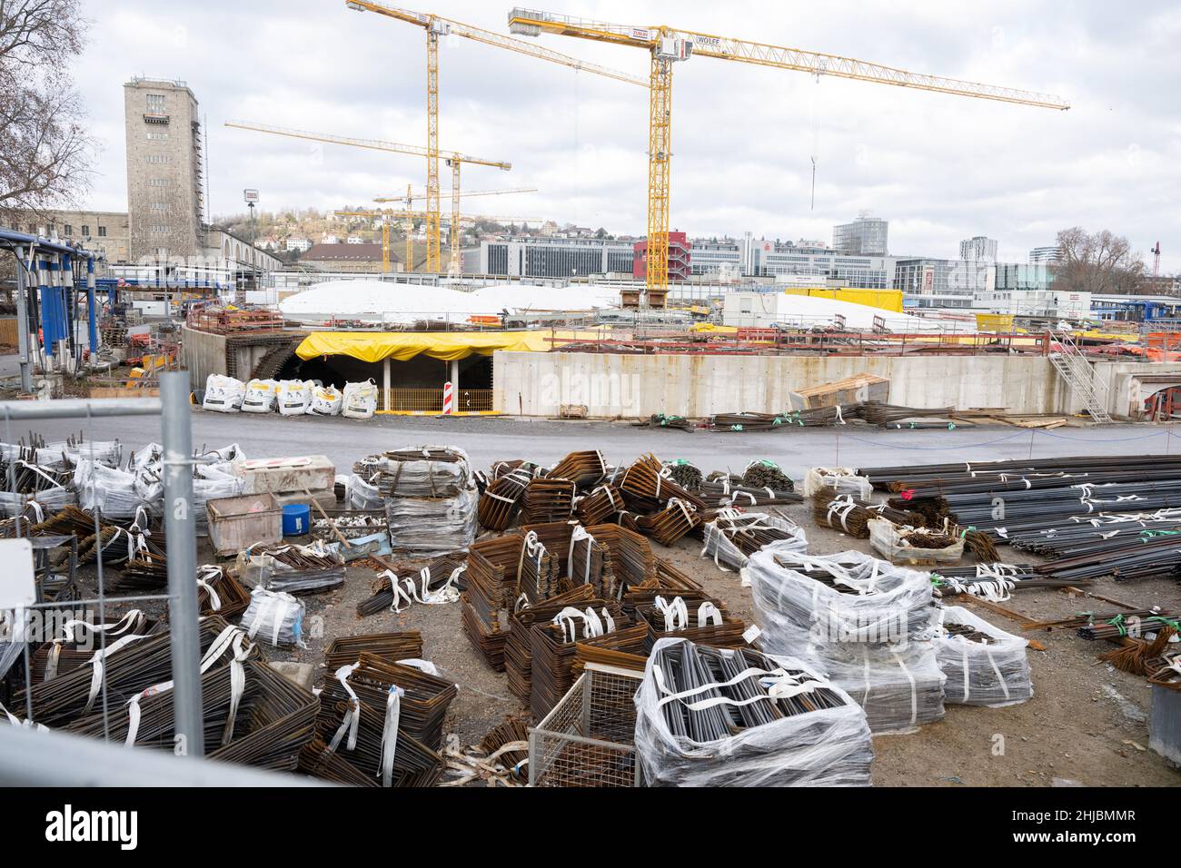Stuttgart, Germany. 28th Jan, 2022. Reinforcements for concrete work ...