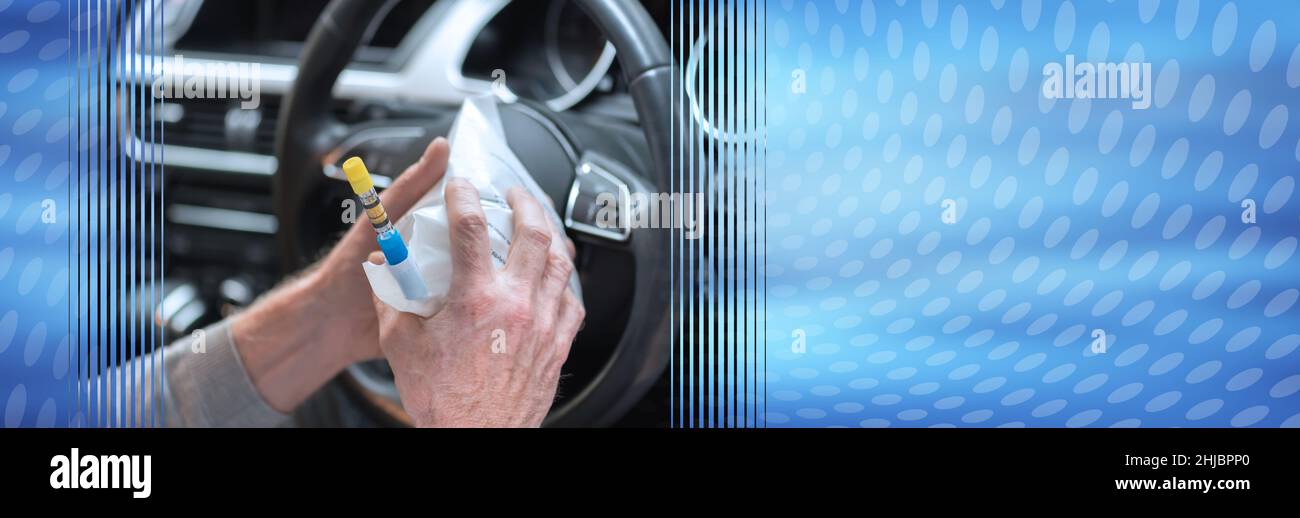 Test of alcohol before driving. panoramic banner Stock Photo Alamy