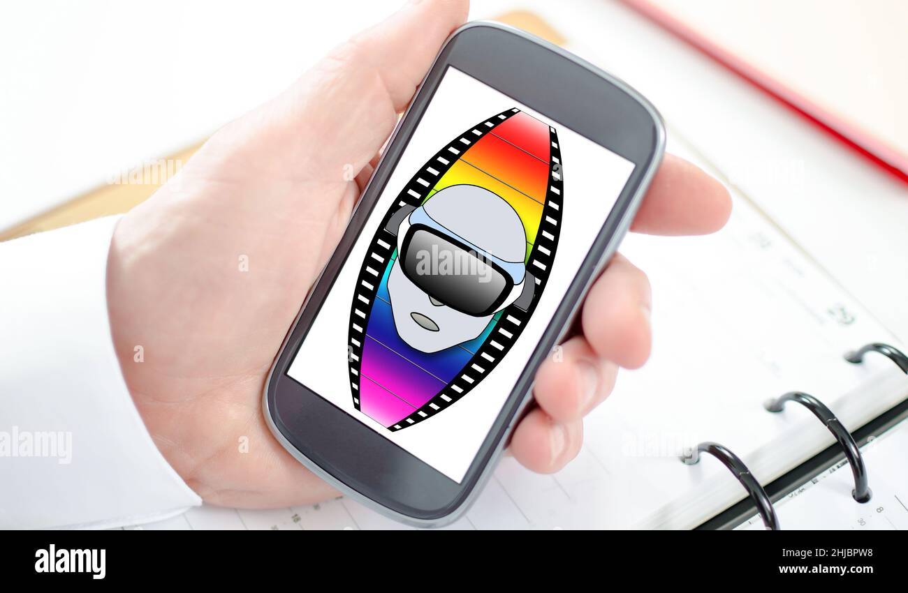 Virtual reality concept shown on a smartphone screen Stock Photo - Alamy
