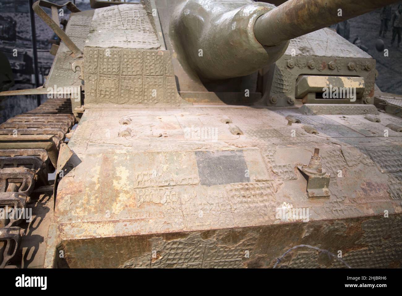Zimmerit anti magnetic paste applied to German Sturmgeschütz III Assault Gun. Bovington Tank Museum, Dorset, UK Stock Photo