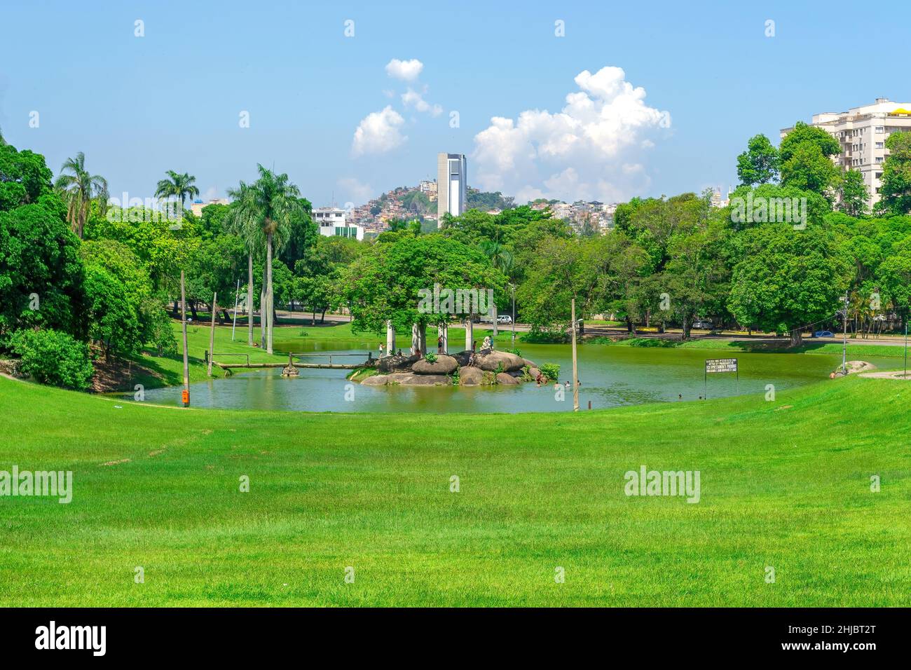 Beautiful garden general view in Quinta da Boa Vista which is a public park of great historical importance located in the Sao Cristovao neighbourhood. Stock Photo