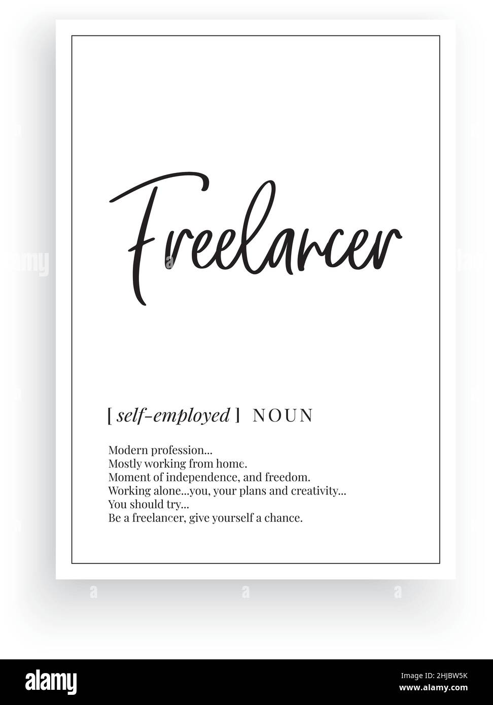 Freelancer definition, vector. Minimalist poster design. Wall decals