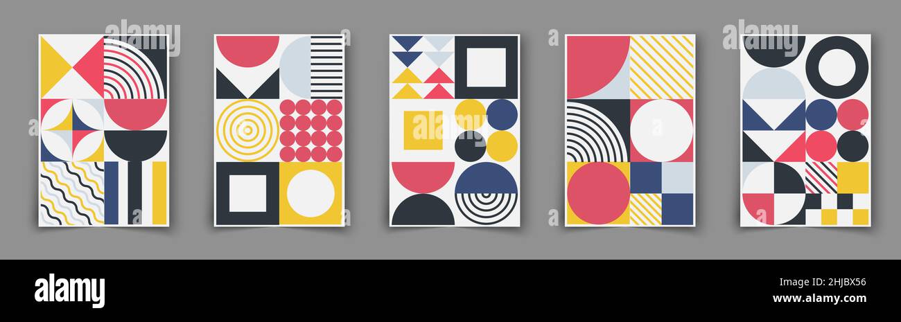 Bauhaus monochrome poster. Modern minimal geometric design. Vector ...