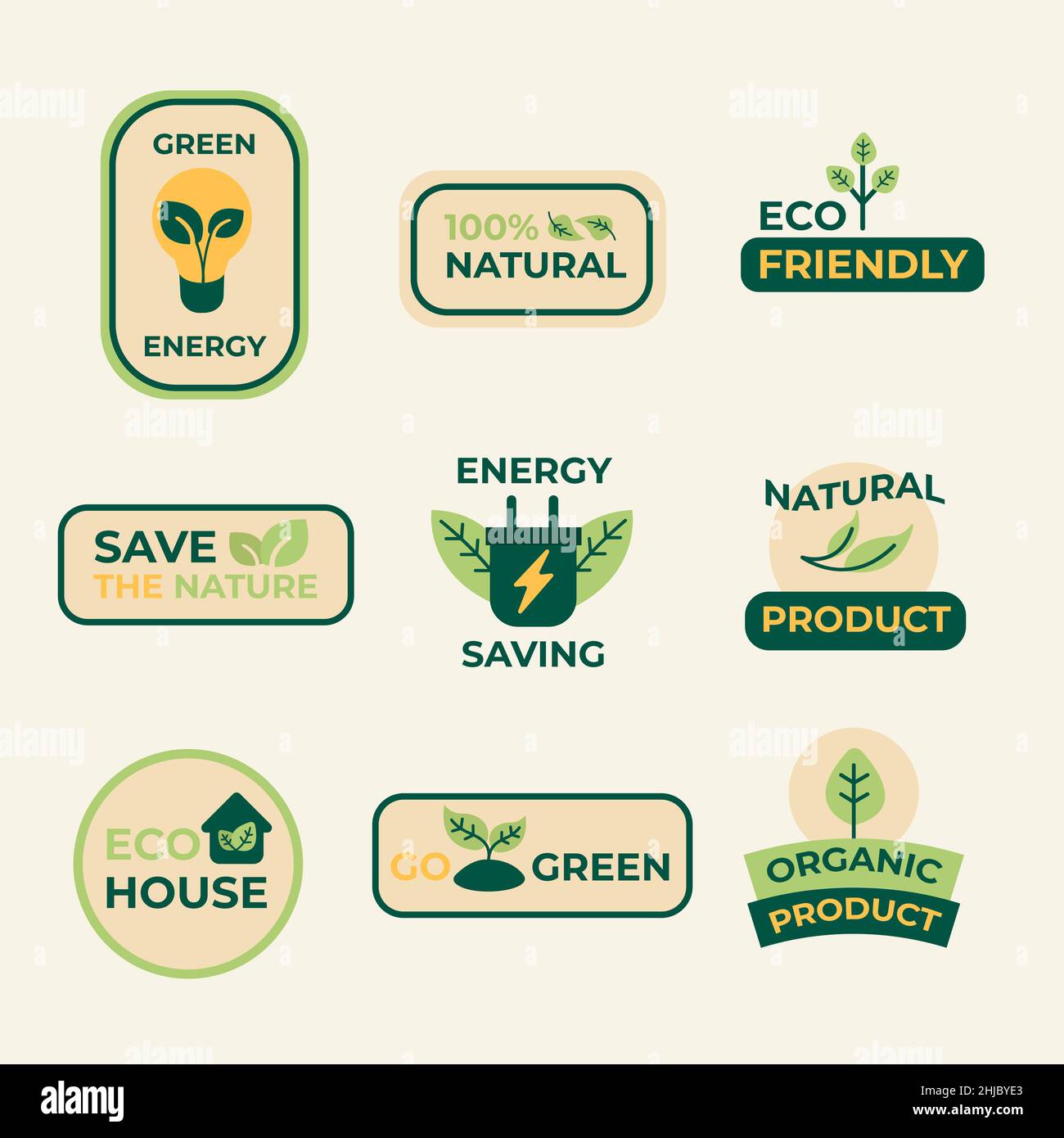 Flat design eco friendly label set Vector illustration Stock Vector ...