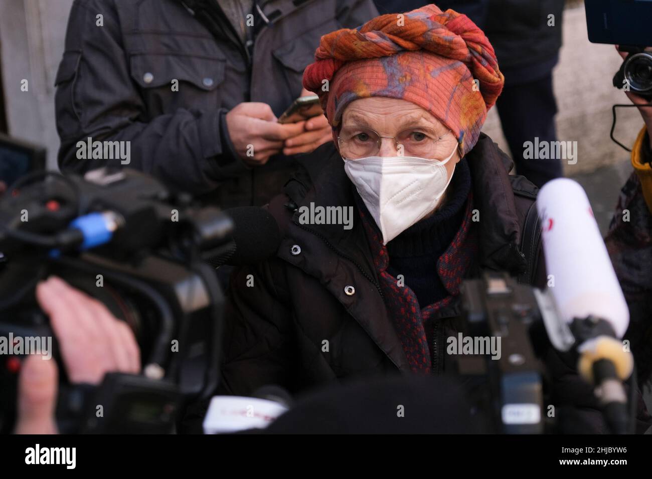 Rome, 27 January 2021 Emma Bonino is an Italian politician, one of the most important figures of Italian liberal radicalism in the Republican era and a leading figure in Italian feminism. during the fourth day of voting for the election of the head of state of Italy Stock Photo