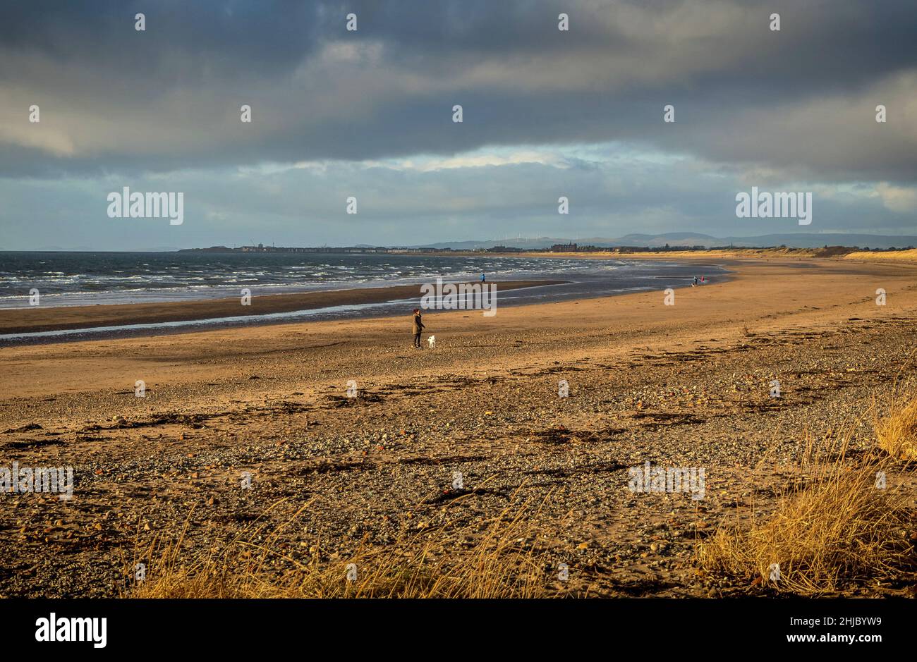Prestwick Beach Ayrshire in January winter sunshine Stock Photo