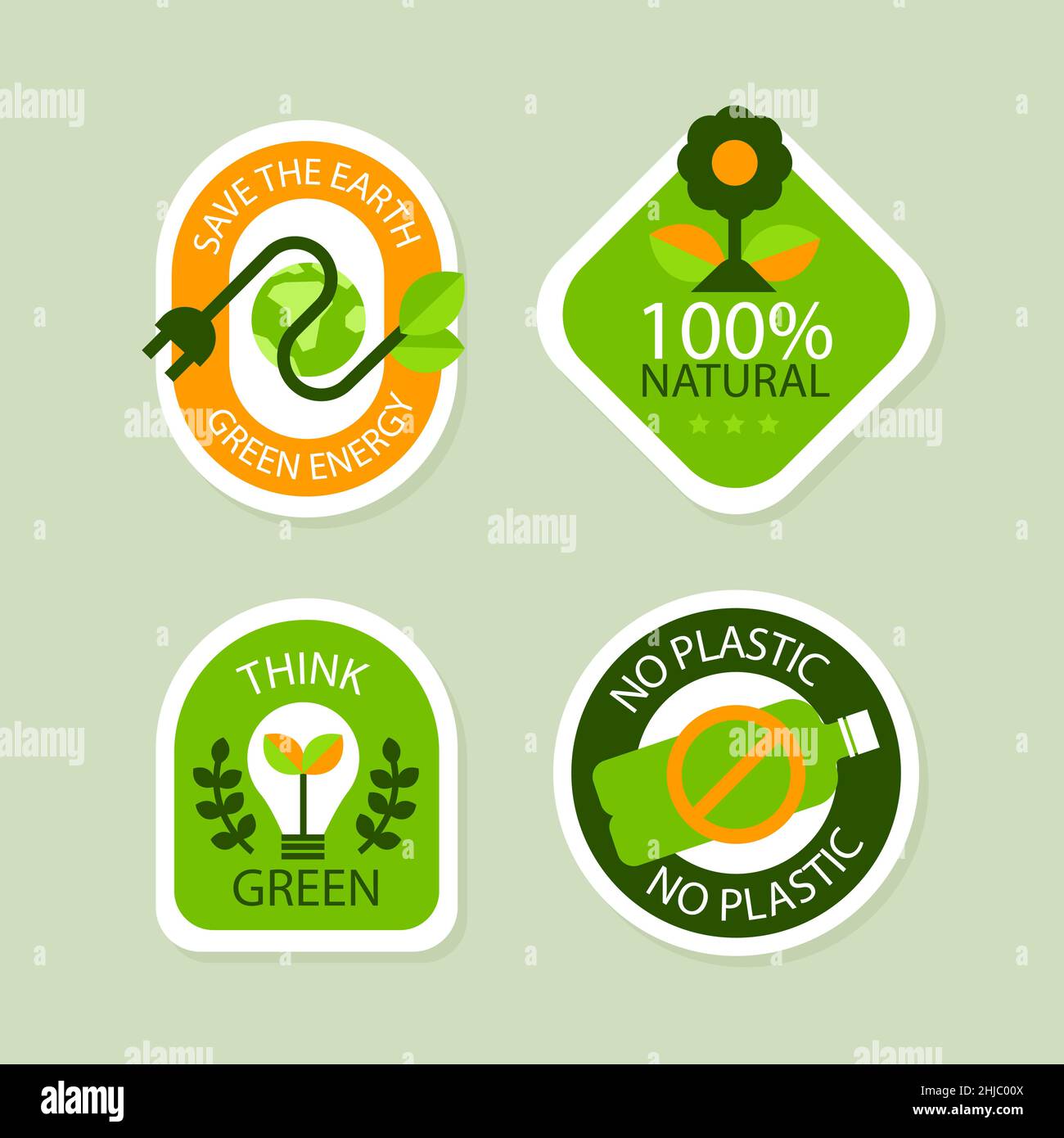 Flat design eco label pack Vector illustration Stock Vector Image & Art ...