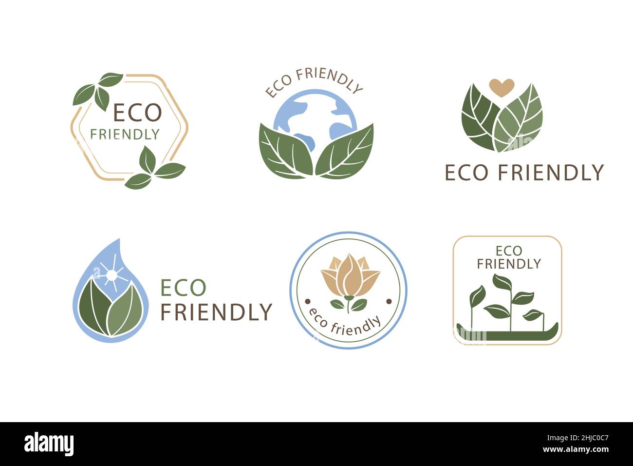 Flat design eco friendly label set Vector illustration Stock Vector ...