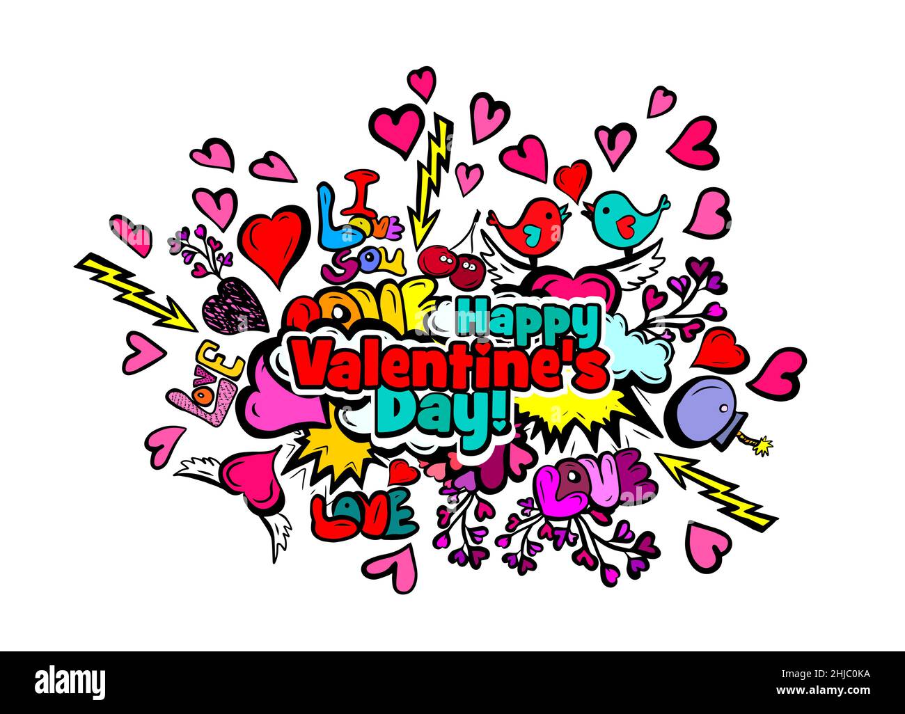 Happy Valentine's Day. Graffiti elements Stock Vector Image & Art - Alamy