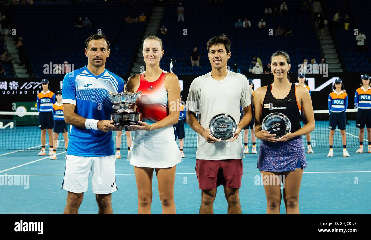 Melbourne, Australia. 28th Jan, 2022. Ivan Dodig of Croatia & Kristina