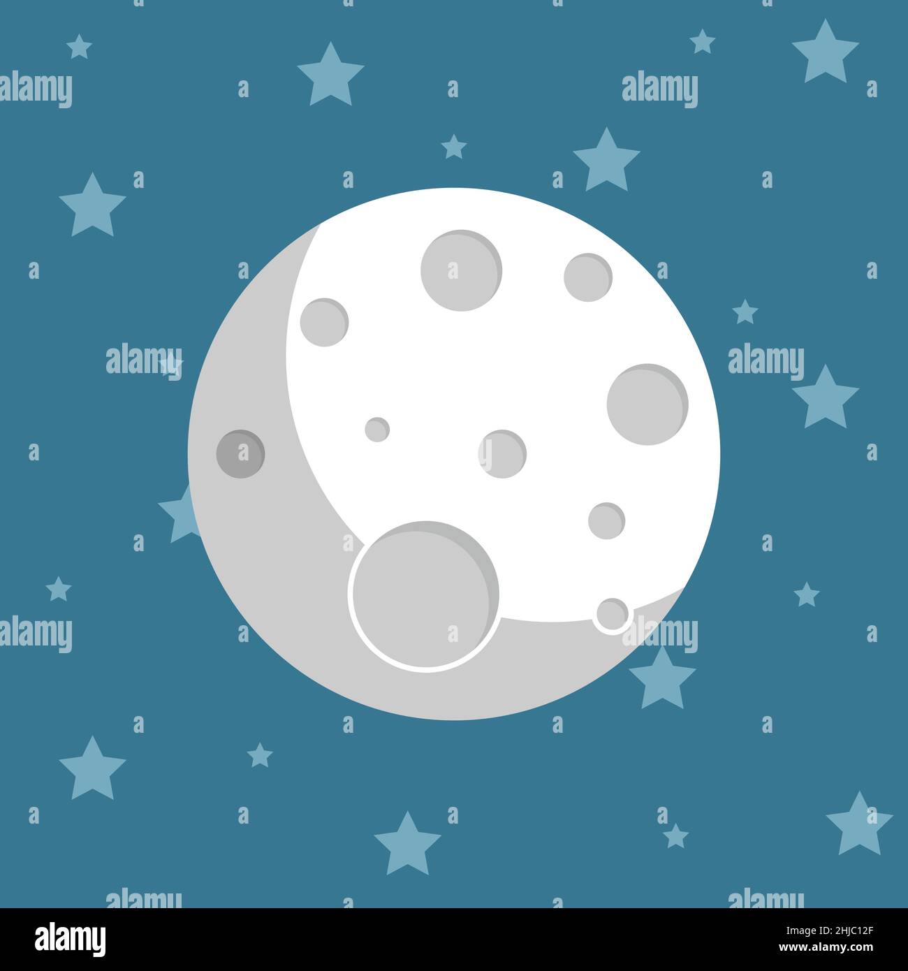 Planet in space in flat style. Moon and stars vector illustration on ...