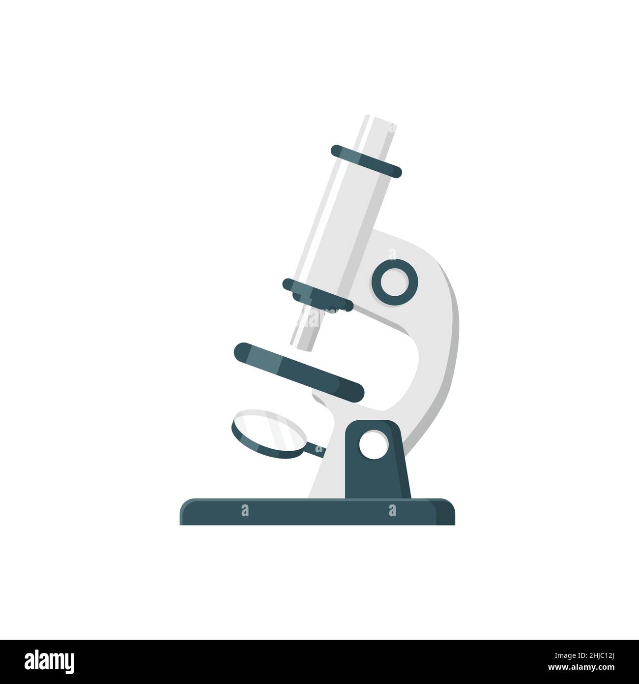 Microscope icon in flat style. Laboratory magnifier vector illustration ...