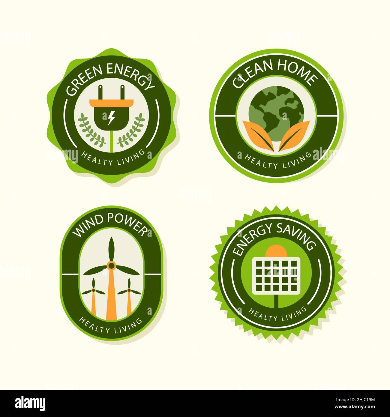 Flat design eco label set Vector illustration Stock Vector Image & Art ...