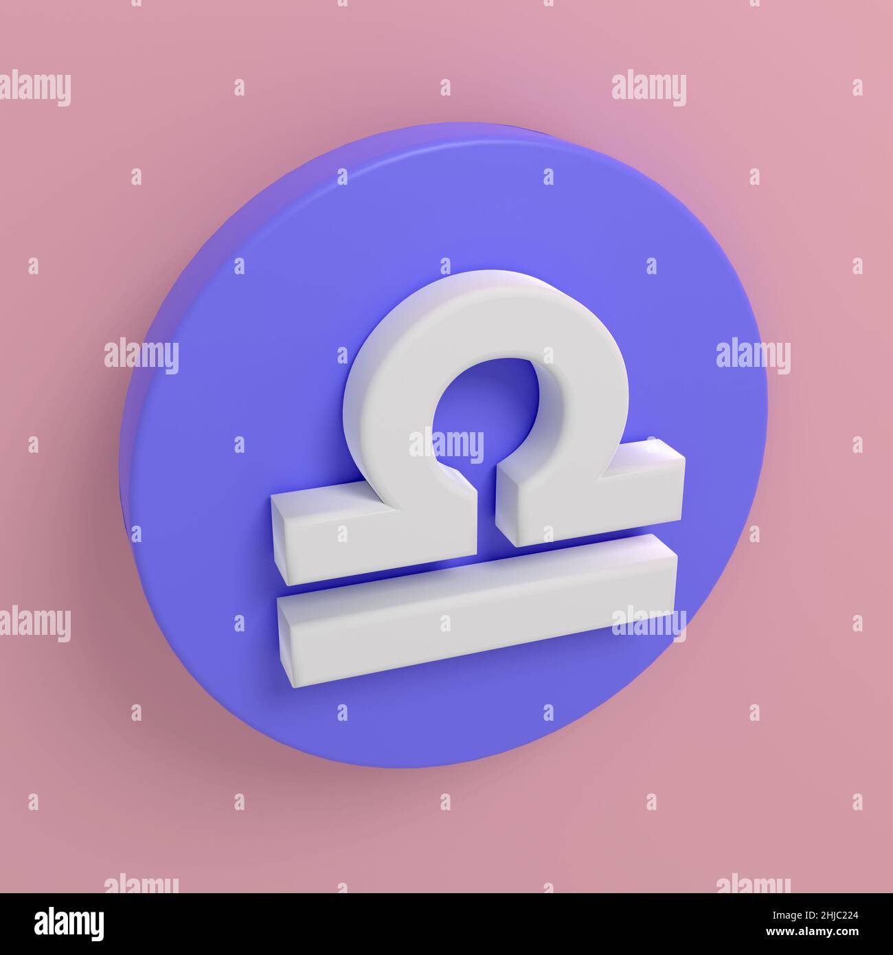 Three-dimensional icons of zodiac signs. The symbol of Libra. White ...